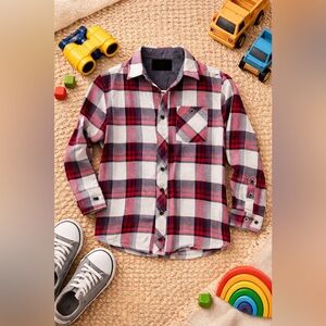 oy's Plaid Button-Down Shirt • Size 14 • Casual Long Sleeve